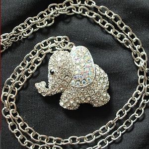 Silver Colorful Elephant Necklace